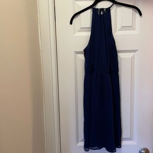 Zara high neck blue mini dress